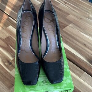 Sam Edelman Black Croc-Patterned Heels